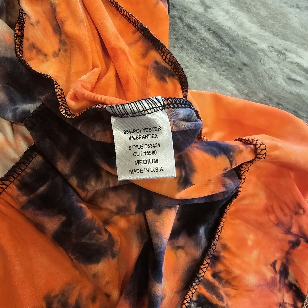 Orange Tie-Dye Ruffle Sleeve Top - Picture 2 of 3